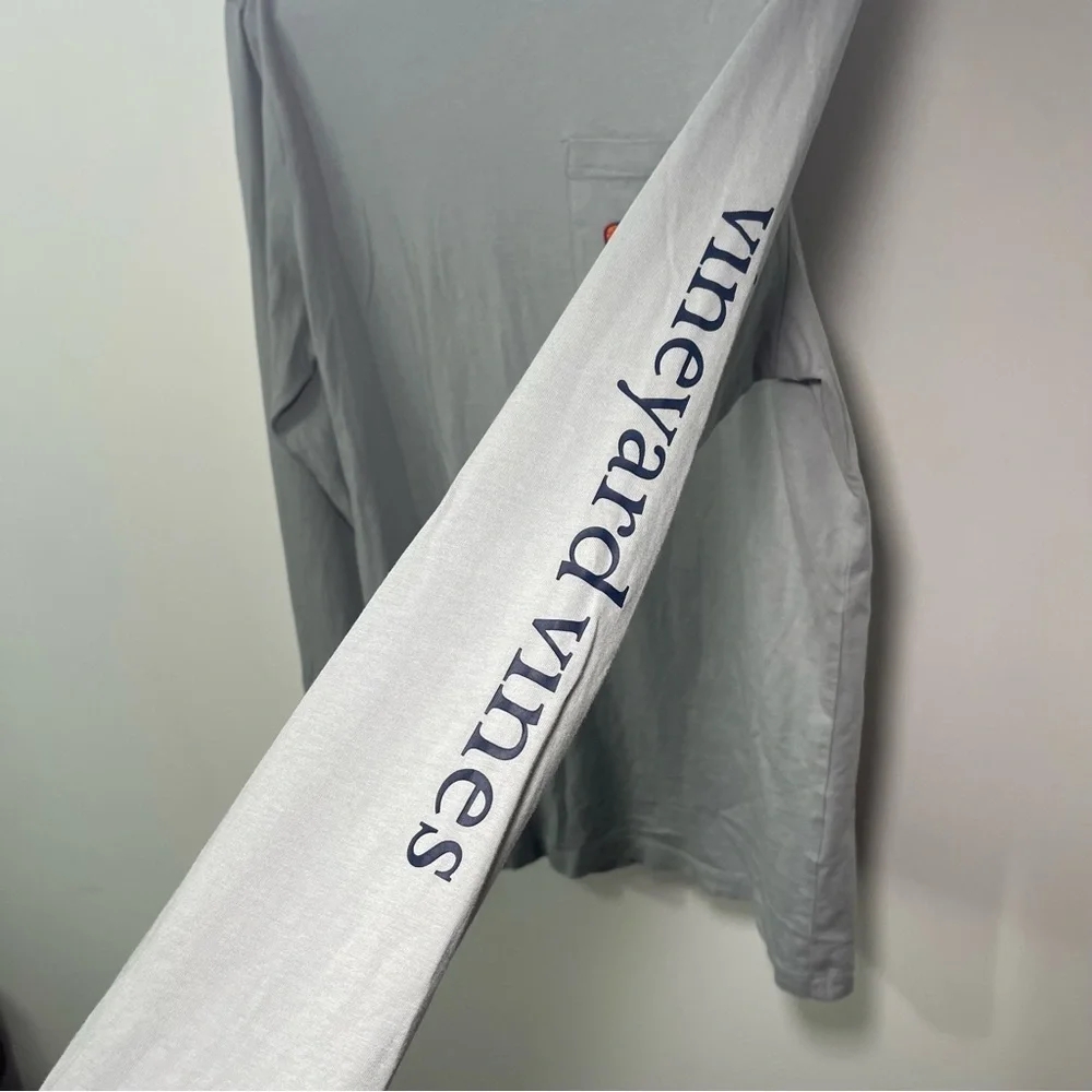Vineyard Vines Junior XL Gray casual coastal Long Sleeve Tee Tie-Dye Whale Logo - Picture 5 of 10